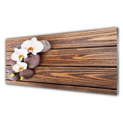 Quadro in vetro acrilico Legno di fiori di orchidea