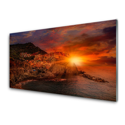 Quadro su vetro acrilico Paesaggio della città di mare