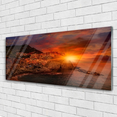 Quadro su vetro acrilico Paesaggio della città di mare