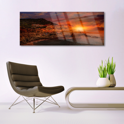 Quadro su vetro acrilico Paesaggio della città di mare