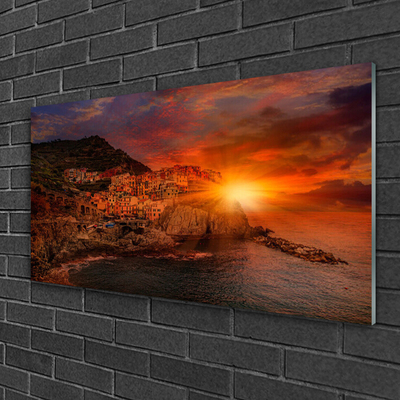 Quadro su vetro acrilico Paesaggio della città di mare