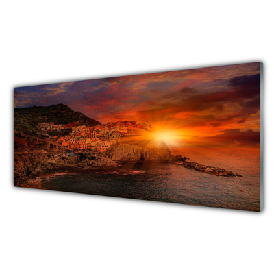 Quadro su vetro acrilico Paesaggio della città di mare