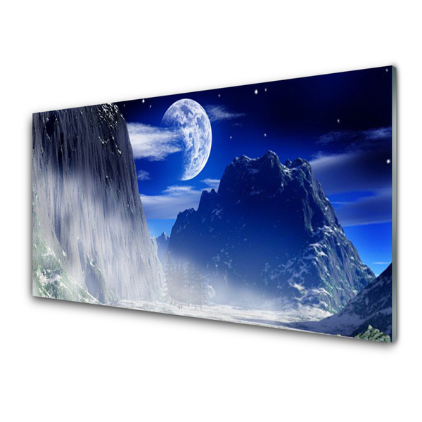 Quadro vetro acrilico Montagne Notte Luna Paesaggio