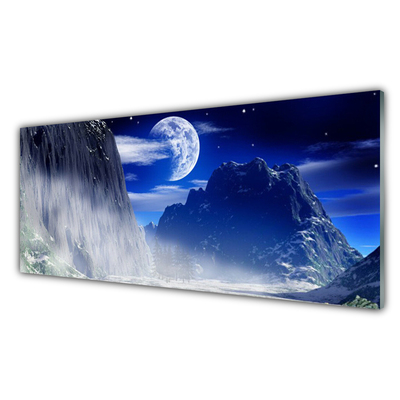 Quadro vetro acrilico Montagne Notte Luna Paesaggio