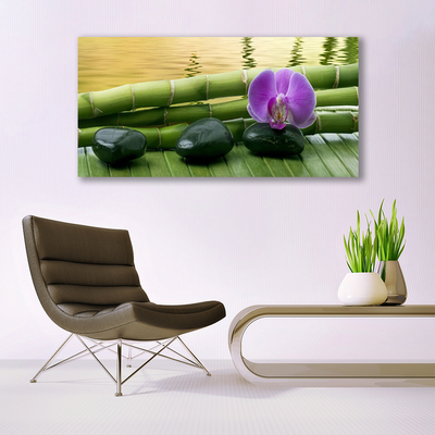 Quadro acrilico Pietre di fiori Natura di bambù