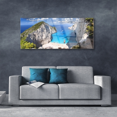 Quadro in vetro acrilico Paesaggio della spiaggia della montagna della baia