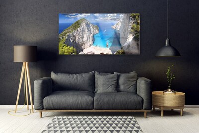 Quadro in vetro acrilico Paesaggio della spiaggia della montagna della baia