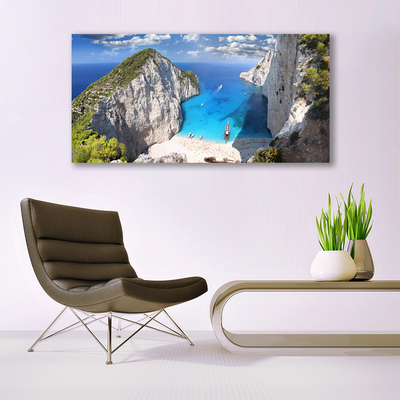 Quadro in vetro acrilico Paesaggio della spiaggia della montagna della baia