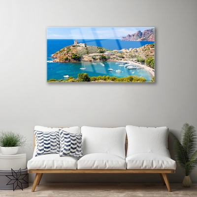 Quadro su vetro acrilico Paesaggio della spiaggia della montagna della baia