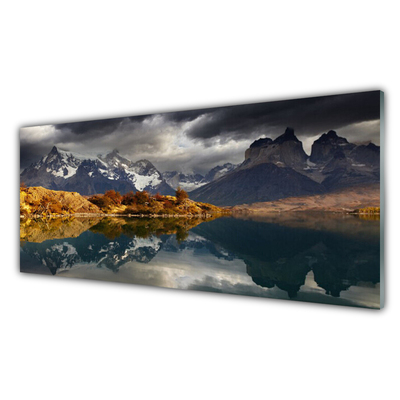 Quadro vetro acrilico Paesaggio del lago di montagna