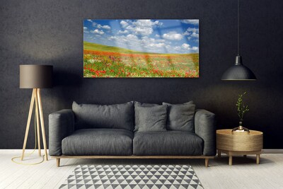 Quadro vetro acrilico Paesaggio di fiori di prato