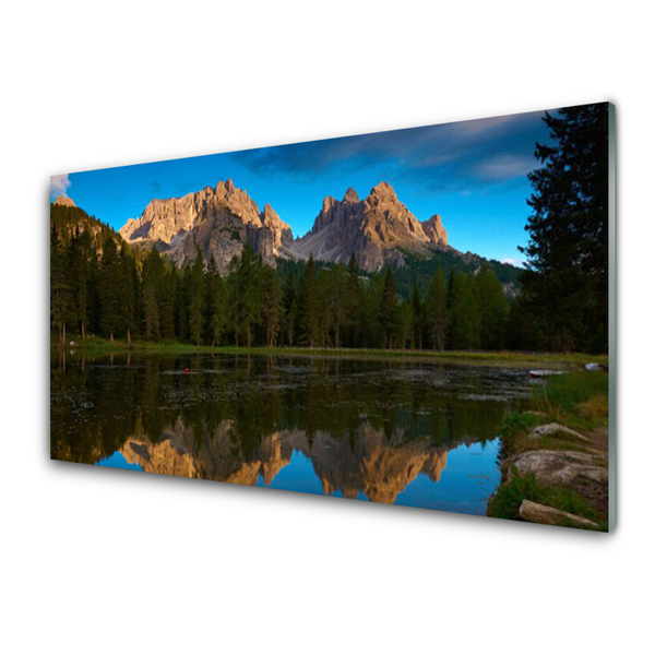 Quadro acrilico Paesaggio del lago forestale