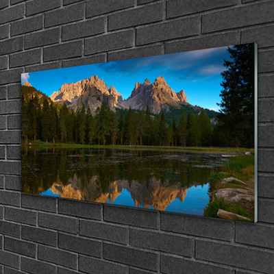 Quadro acrilico Paesaggio del lago forestale