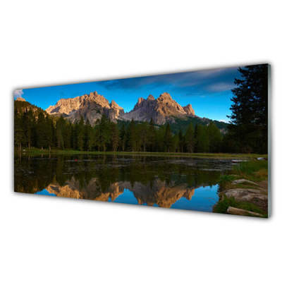 Quadro acrilico Paesaggio del lago forestale