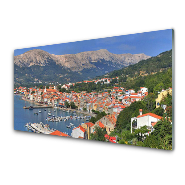 Quadro acrilico Paesaggio del mare della montagna della città