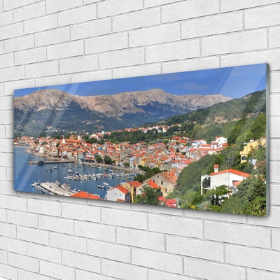 Quadro acrilico Paesaggio del mare della montagna della città