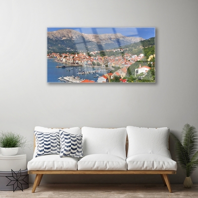 Quadro acrilico Paesaggio del mare della montagna della città