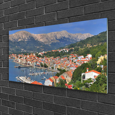 Quadro acrilico Paesaggio del mare della montagna della città