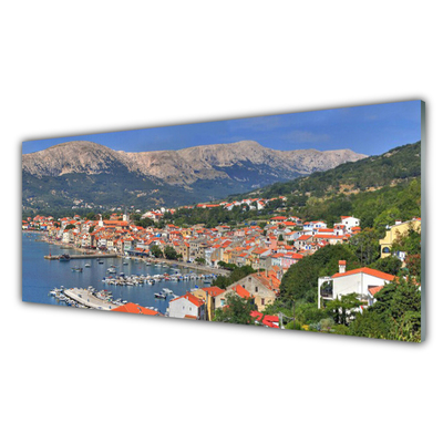 Quadro acrilico Paesaggio del mare della montagna della città