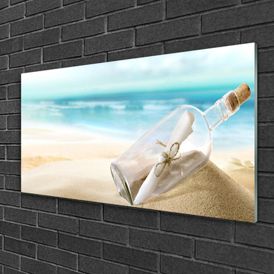 Quadro in vetro acrilico Lettera d'arte della bottiglia da spiaggia