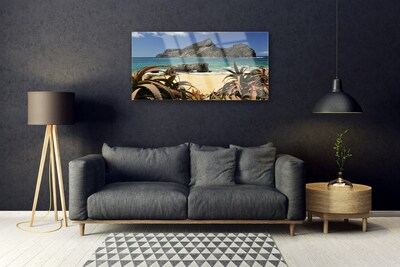 Quadro in vetro acrilico Paesaggio della roccia del mare della spiaggia