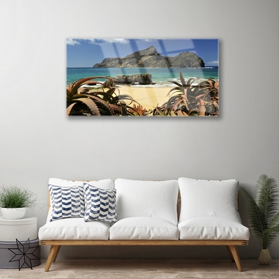 Quadro in vetro acrilico Paesaggio della roccia del mare della spiaggia