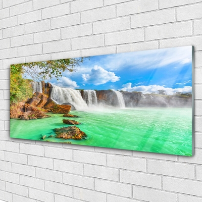 Quadro acrilico Paesaggio del lago della cascata