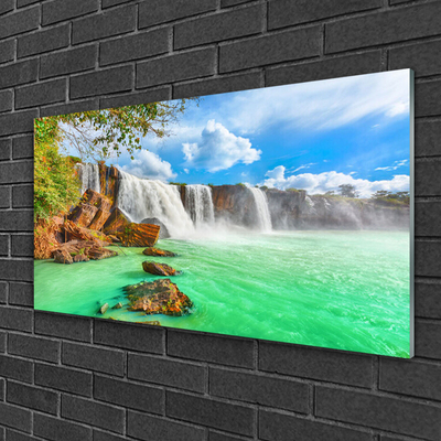 Quadro acrilico Paesaggio del lago della cascata