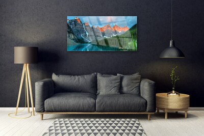 Quadro su vetro acrilico Paesaggio del lago della foresta di montagna