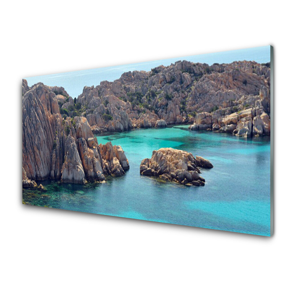 Quadro acrilico Paesaggio del mare della roccia della baia