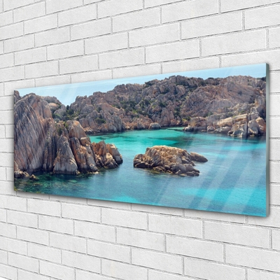 Quadro acrilico Paesaggio del mare della roccia della baia