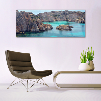 Quadro acrilico Paesaggio del mare della roccia della baia