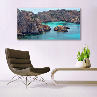 Quadro acrilico Paesaggio del mare della roccia della baia