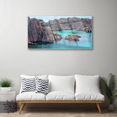 Quadro acrilico Paesaggio del mare della roccia della baia