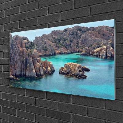 Quadro acrilico Paesaggio del mare della roccia della baia