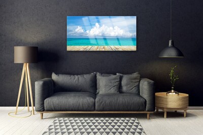 Quadro su vetro acrilico Mare, nuvole, paesaggio del molo