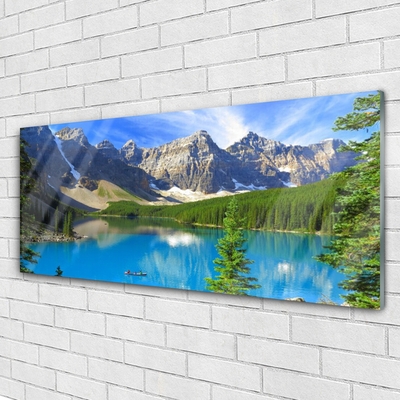 Quadro acrilico Paesaggio della foresta di montagna del lago