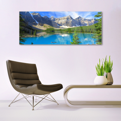 Quadro acrilico Paesaggio della foresta di montagna del lago