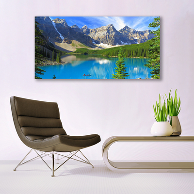 Quadro acrilico Paesaggio della foresta di montagna del lago