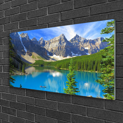 Quadro acrilico Paesaggio della foresta di montagna del lago