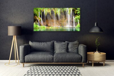 Quadro su vetro acrilico Cascata Lago Natura