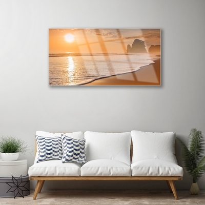 Quadro acrilico Paesaggio del sole della spiaggia del mare