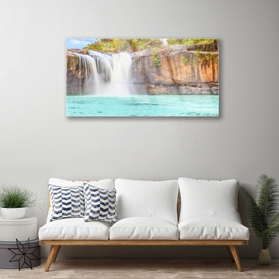 Quadro acrilico Paesaggio del lago della cascata