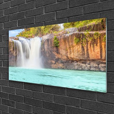 Quadro acrilico Paesaggio del lago della cascata