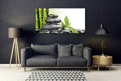 Quadro in vetro acrilico Pietre di bambù, arte zen