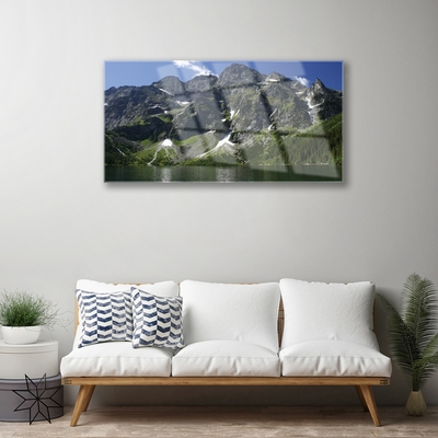 Quadro acrilico Montagna del paesaggio del lago della foresta