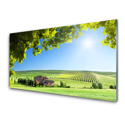 Quadro acrilico Campo di foglie paesaggio