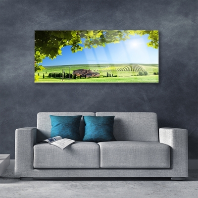 Quadro acrilico Campo di foglie paesaggio