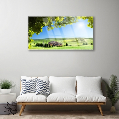 Quadro acrilico Campo di foglie paesaggio