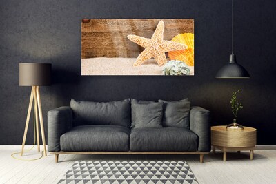 Quadro in vetro acrilico Arte della stella marina di sabbia